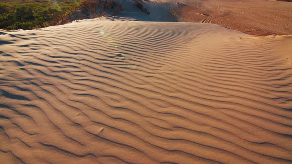 Sandy dunes near the town of Joaquina at sunset on the island of Santa Catarina in Brazil alt