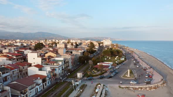 Aerial view of city of Siderno, Calabria Italy  alt
