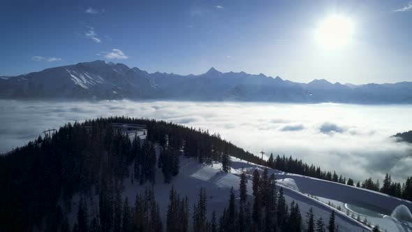 Skiing Resort In Alps Aerial View
