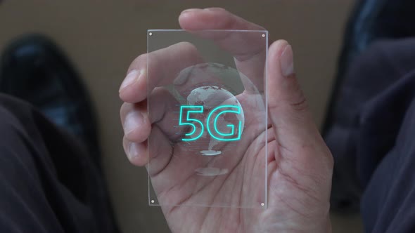 5G technology. Futuristic technology in hand.