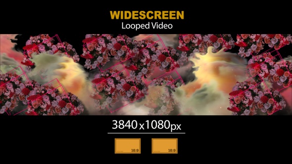 Widescreen Decor Flowers Cloud Rotating Cubes 02