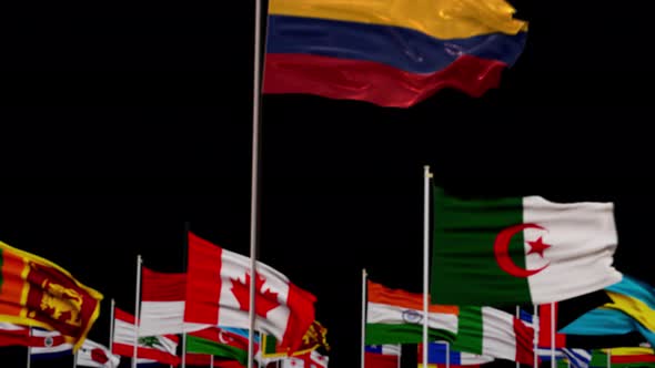 Colombia Flag With World Flags In Alpha Channel