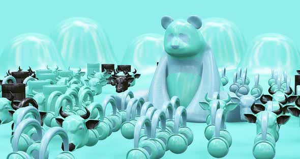 Creative Minimal 3d art. Animated stylish panda