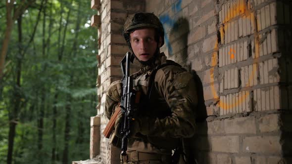 Scared Special Forces Soldier Investigating Area alt