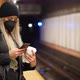 Woman Using Phone With Mask In Subway - VideoHive Item for Sale