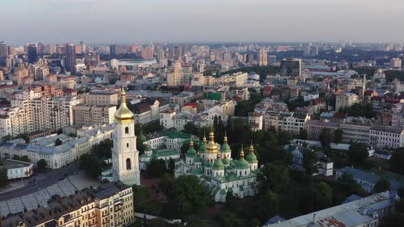 Drone footage Aerial view of Kiev Pechersk Lavra in Kyiv Kiev alt