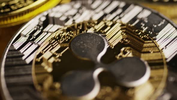 Rotating shot of Bitcoins (digital cryptocurrency) - BITCOIN MIXED  alt