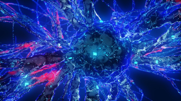 Digital Neuron (Brain Cells) Artificial and Neural Intelligence Network Connection alt