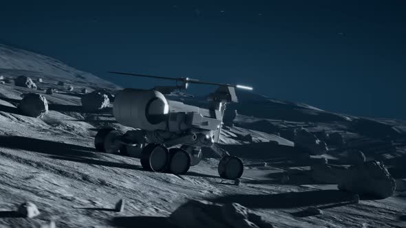 Planetary rover charging batteries while at night. The mission. Mars exploration alt