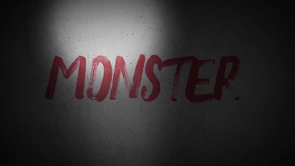 Monster Word In Darkness White Wall, Motion Graphics | VideoHive