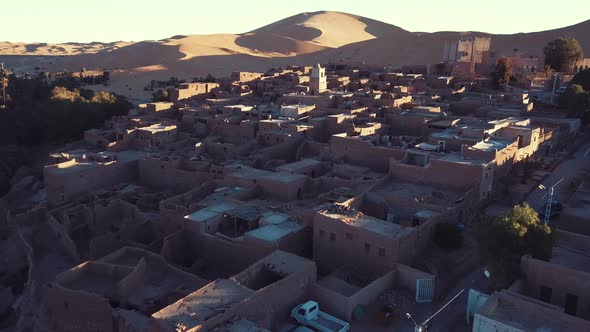 Aerial View Of The Authentic Ancient Taghit In The Sahara Desert, Algeria alt