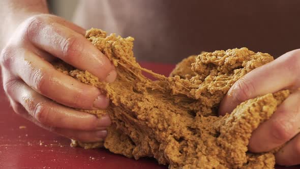 man Hands Work In Flour alt