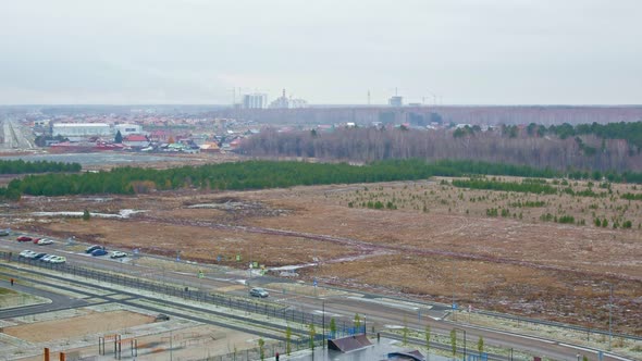 Timelapse of the City Park on the Outskirts of the City in the First Snow alt