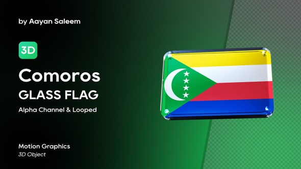 Comoros Flag 3D Glass Badge alt