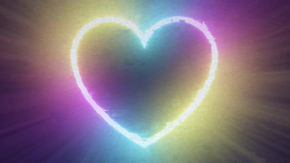Rainbow Heart Shape Glitchy Retro 80s Aesthetic Glow Neon Cyberpunk - 4K alt
