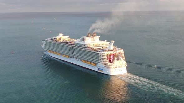 Aerial view of Symphony of the Seas, the largest cruise ship in the world alt