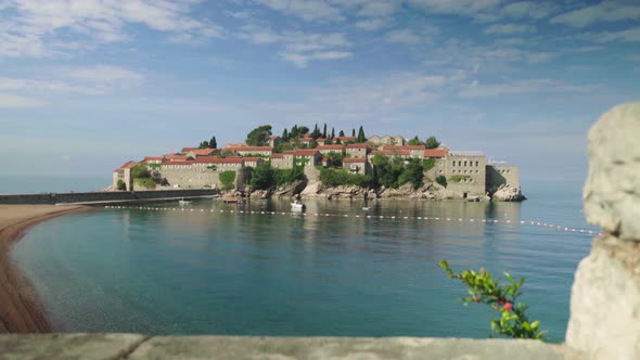 Sveti Stefan Is a Tourist Town By the Sea. Montenegro. Day alt