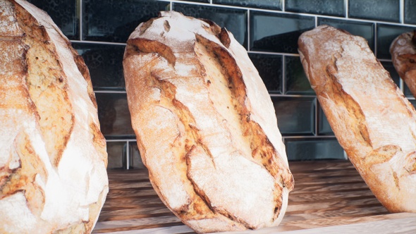 Shelves Of Freshly Baked Bread