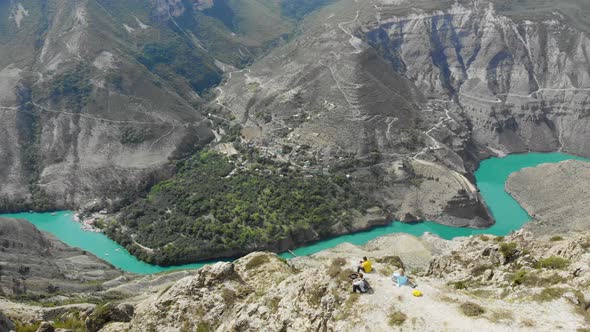 Aerial View of Sulak Canyon Which is One of the Deepest Canyons in the World alt