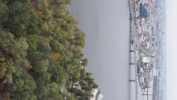 Vertical Video Aerial View of the Dnipro River  the Main River of Ukraine alt