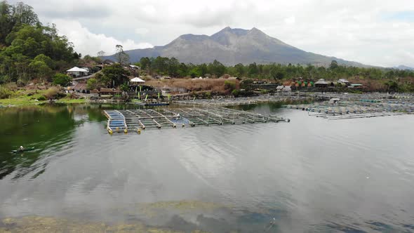 Lake and Fields in the Kintamani Village in Bali, Indonesia