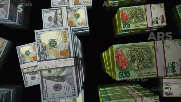 US Dollar and Argentina Peso money exchange loop alt