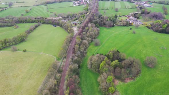 The famous Bramhope Tunnel North Portal, aerial footage Gothic castle-like portal and railway tunnel alt
