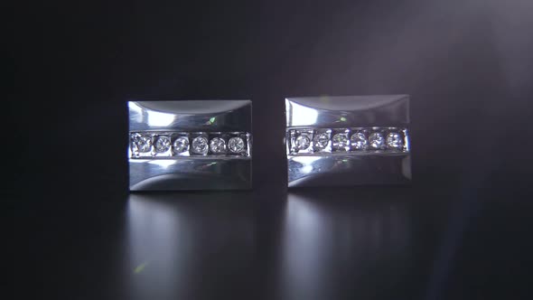 Closeup of Men's Silver Cufflinks for Shirt alt