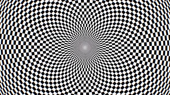 Hypnotic Black and White Checkerboard Spiral Optical Illusion Pattern - 4K alt