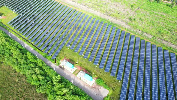 Aerial Top View of Solar Farm. drone footage. 4k alt