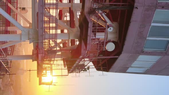 Vertical Video  TV Tower in the Morning at Dawn in Kyiv Ukraine alt