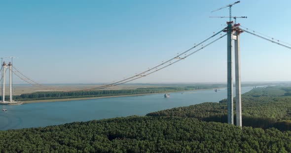 Construction Of Suspension Bridge Over Danube River Connecting Braila And Tulcea alt