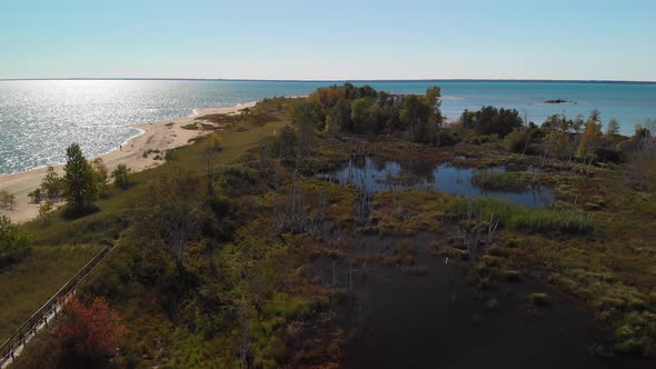 Aerial Of Swamp  Near Lake Huron ,Michigan
