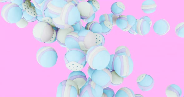 Creative Minimal 3d art. Animated stylish vanilla balls