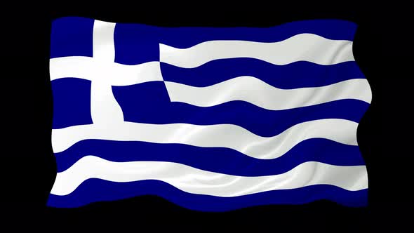 Greece Waving Flag Animated Black Background