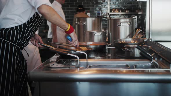 Chef Cooking Bolognese Fresh Pasta with Tomato Sause Man Making Traditional Italian Dinner on alt