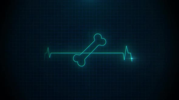 Medical Pulse Heart Beat Bone Dog Style on Monitor