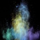 Color Powder Explosion Side View Green Yellow Blue and Purple - VideoHive Item for Sale