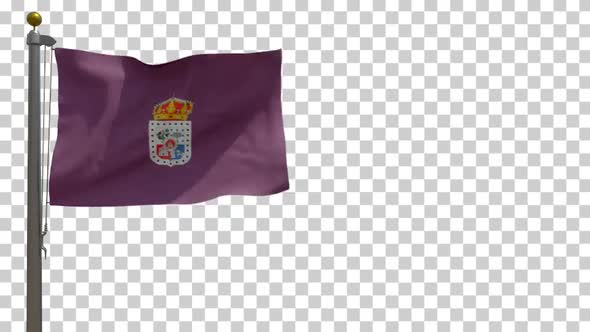 Soria Province Flag (Spain) on Flagpole with Alpha Channel - 4K