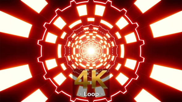 Glowing Red Check Pattern Tunnel VJ Loop alt