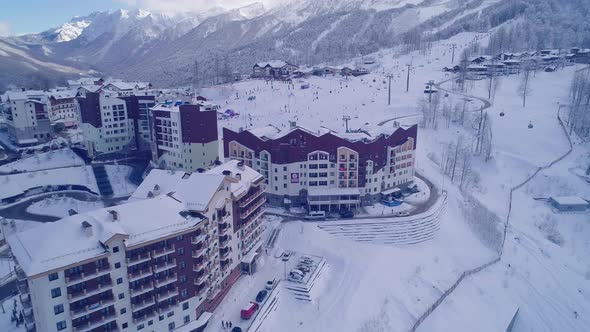 Hotels and Ski Lift on Site of Former Olympic Village of Rosa Plateau at Altitude of 1170 m From Sea