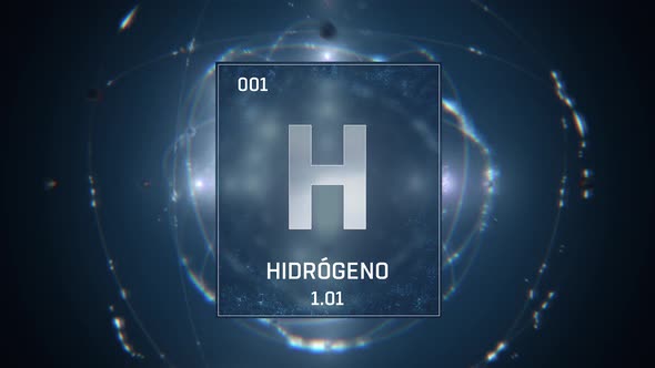 Hydrogen as Element 1 of the Periodic Table on Blue Background Spanish 