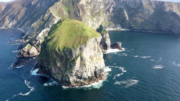 Aerial View of Tormore Island By Port Between Ardara and Glencolumbkille in County Donegal The alt