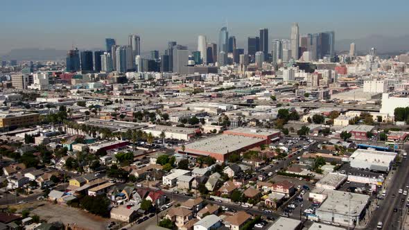 4K Aerial Tilt Up Los Angeles Ca Skyscrapers, Stock Footage