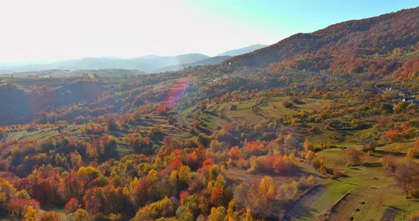 Picturesque Mountain Landscapes of Autumn with Near the Village of Carpathians Mountains alt