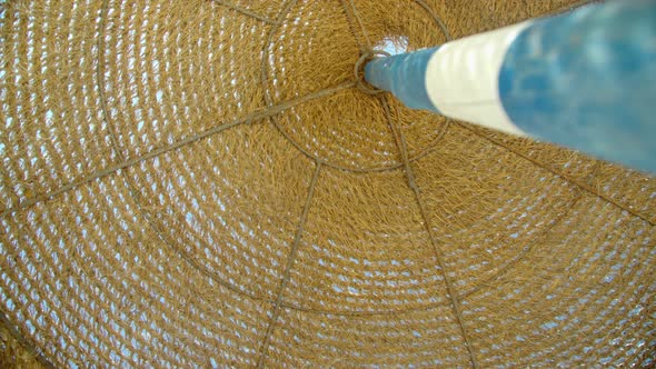 Beach Umbrella Taken From the Bottom Up Shelter From the Sun Made of Natural Ecofriendly Materials alt