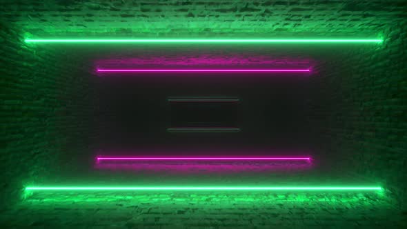 Flying Through Glowing Neon Lines Creating a Brick Tunnel Blue Red Pink Violet Spectrum Fluorescent alt