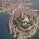 Peninsula With Rovinj Town And Church Of St. Euphemia. Aerial Panorama. Flat Color - VideoHive Item for Sale