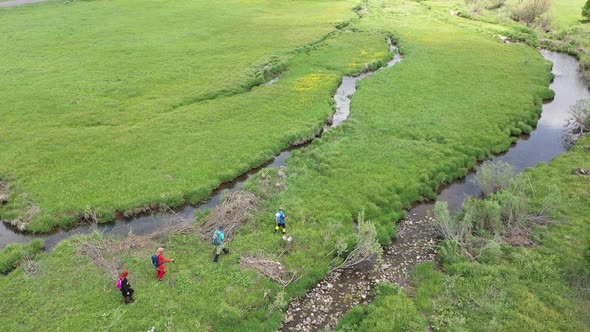 Trekking By The Creek In Aerial View 4 alt