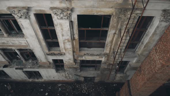 Aerial Photography of an Old Dilapidated Historical Building Consisting of Several Floors